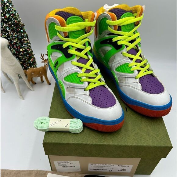 Women’s Gucci basket high top sneakers size 40.5 made in Italy - Picture 1 of 10
